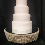 Cake stand, Ivory Pearl and gold crystals, Drape design - round or square by Crystal wedding uk